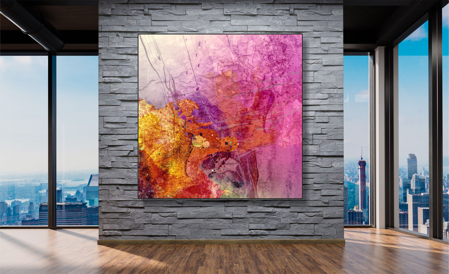 WANDBILDER ALURAHMEN ABSTRAKTE BILDER WOHNZIMMER 150x150 KUNST FARBSPIEL