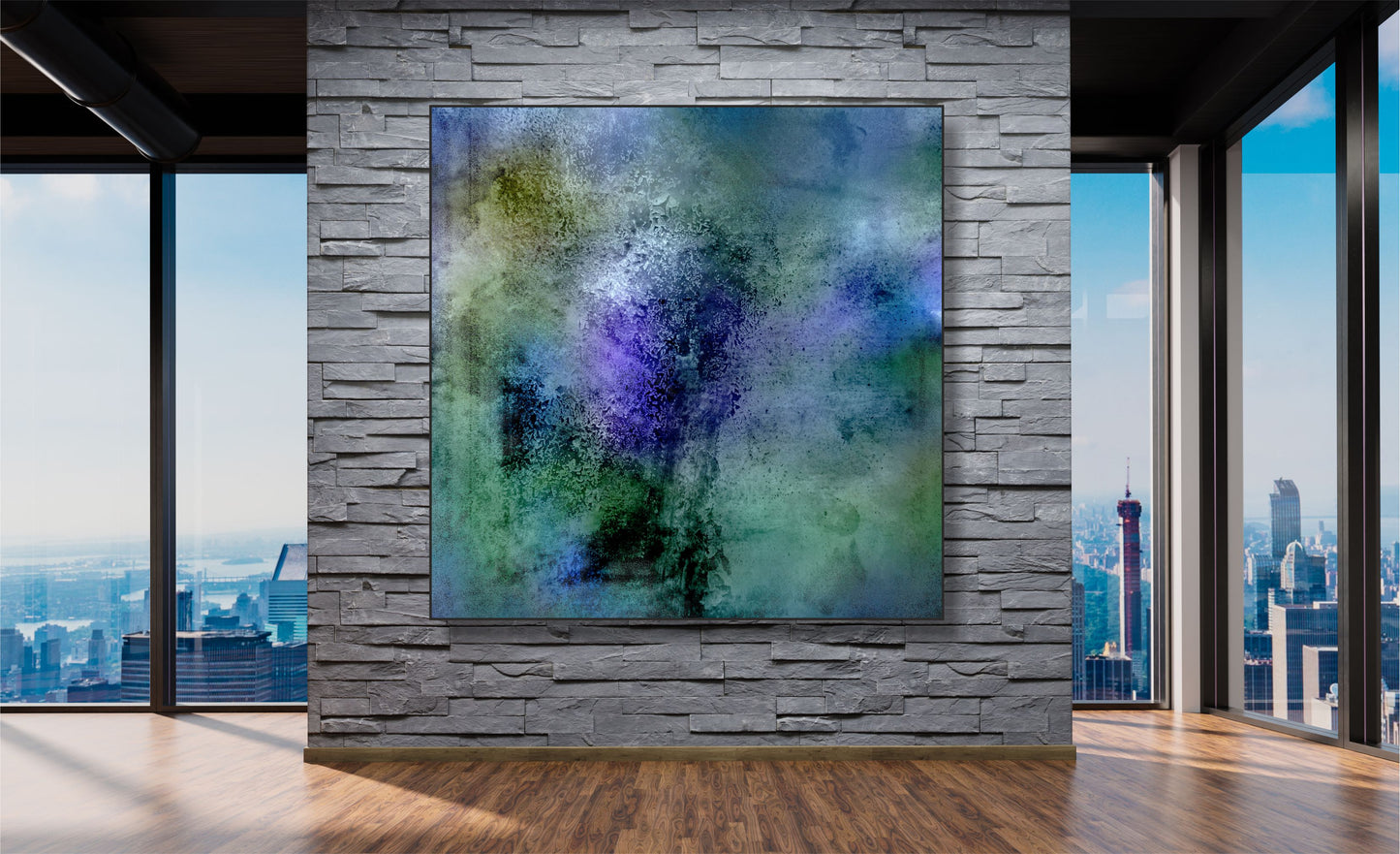 WANDBILDER MIT RAHMEN ABSTRAKT BILDER XXL MODERN WOHNZIMMER KUNST BLAU