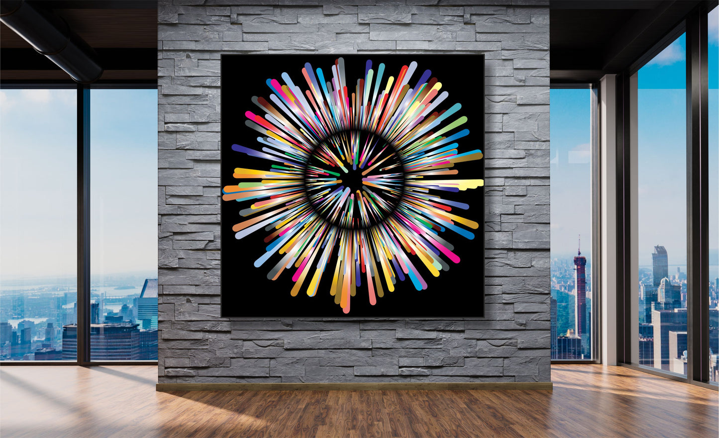 WANDBILDER ALURAHMEN ABSTRAKTE BILDER WOHNZIMMER 150x150 EXPLOSION BUNT