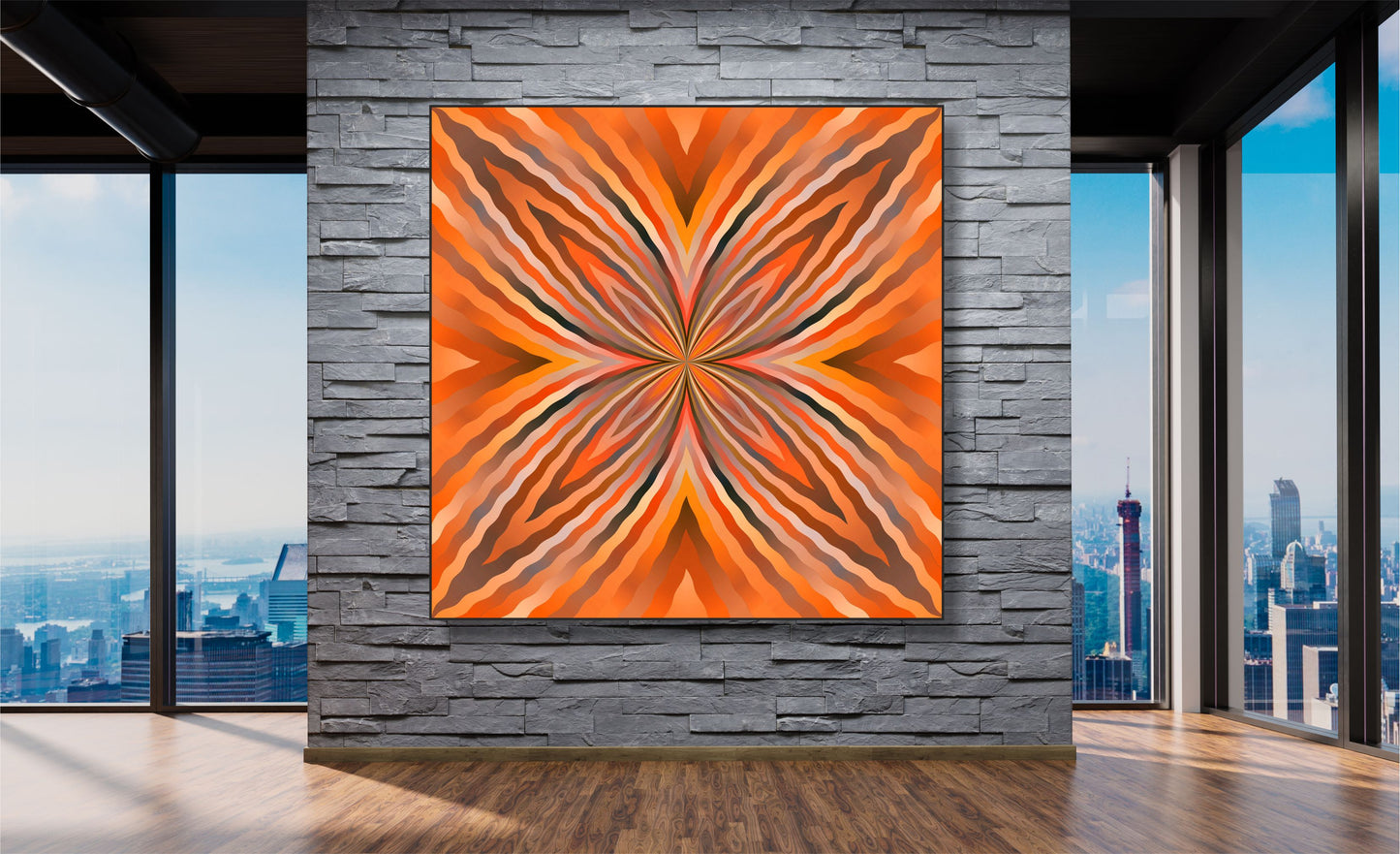 WANDBILDER ALURAHMEN ABSTRAKTE BILDER WOHNZIMMER 150x150 KUNST ORANGE