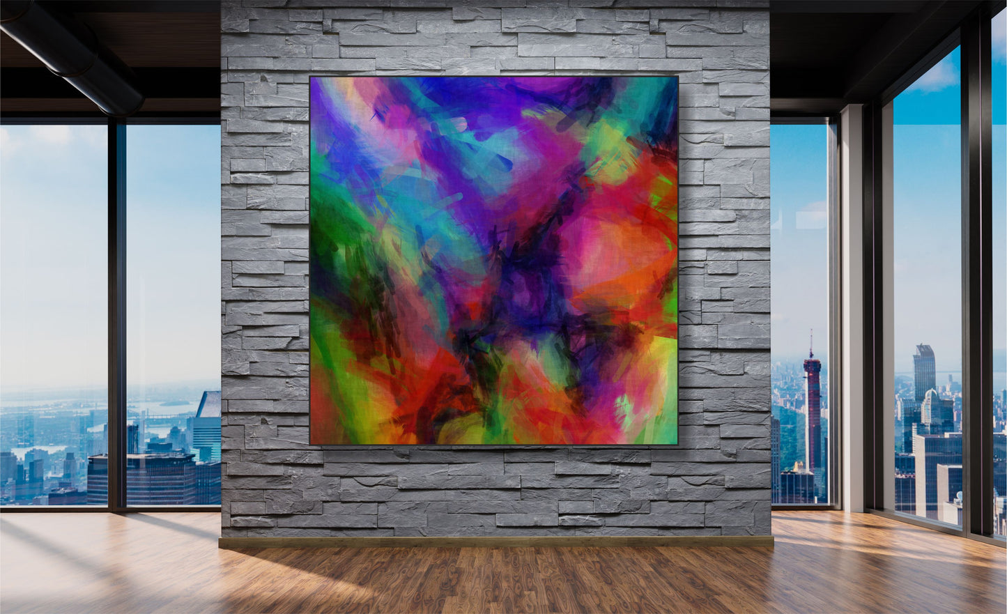 WANDBILDER ALURAHMEN ABSTRAKTE BILDER WOHNZIMMER 150x150 KUNST BUNT