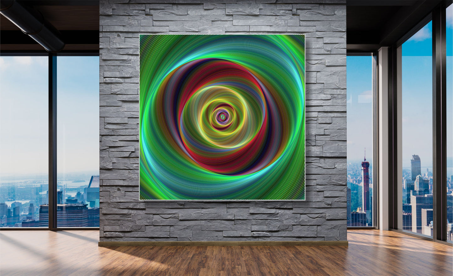 WANDBILDER ALURAHMEN ABSTRAKTE BILDER WOHNZIMMER 150x150 SPIRALE BUNT