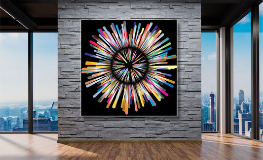 WANDBILDER ALURAHMEN ABSTRAKTE BILDER WOHNZIMMER 150x150 EXPLOSION BUNT