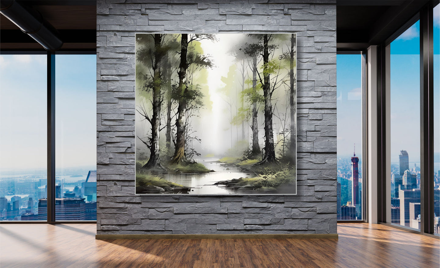 WANDBILDER MIT RAHMEN ABSTRAKT BILDER XXL MODERN WOHNZIMMER MALEREI WALD