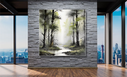 WANDBILDER ALURAHMEN ABSTRAKTE BILDER WOHNZIMMER 150x150 MALEREI WALD