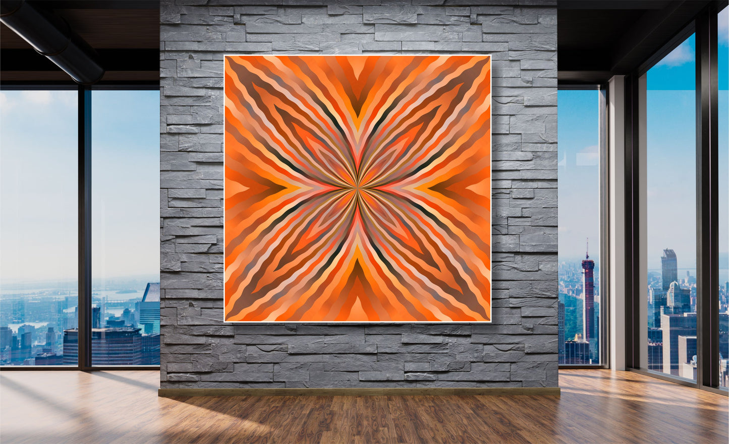 WANDBILDER ALURAHMEN ABSTRAKTE BILDER WOHNZIMMER 150x150 KUNST ORANGE