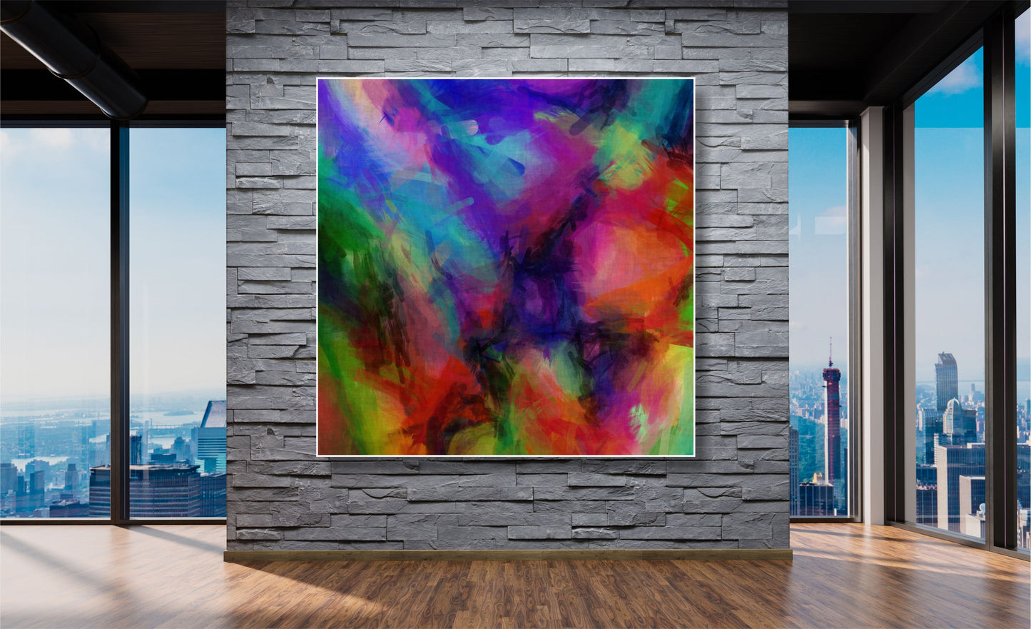 WANDBILDER ALURAHMEN ABSTRAKTE BILDER WOHNZIMMER 150x150 KUNST BUNT