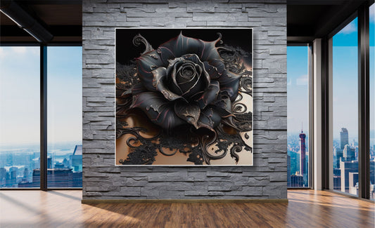 WANDBILDER ALURAHMEN ABSTRAKTE BILDER WOHNZIMMER 150x150 ROSE SCHWARZ
