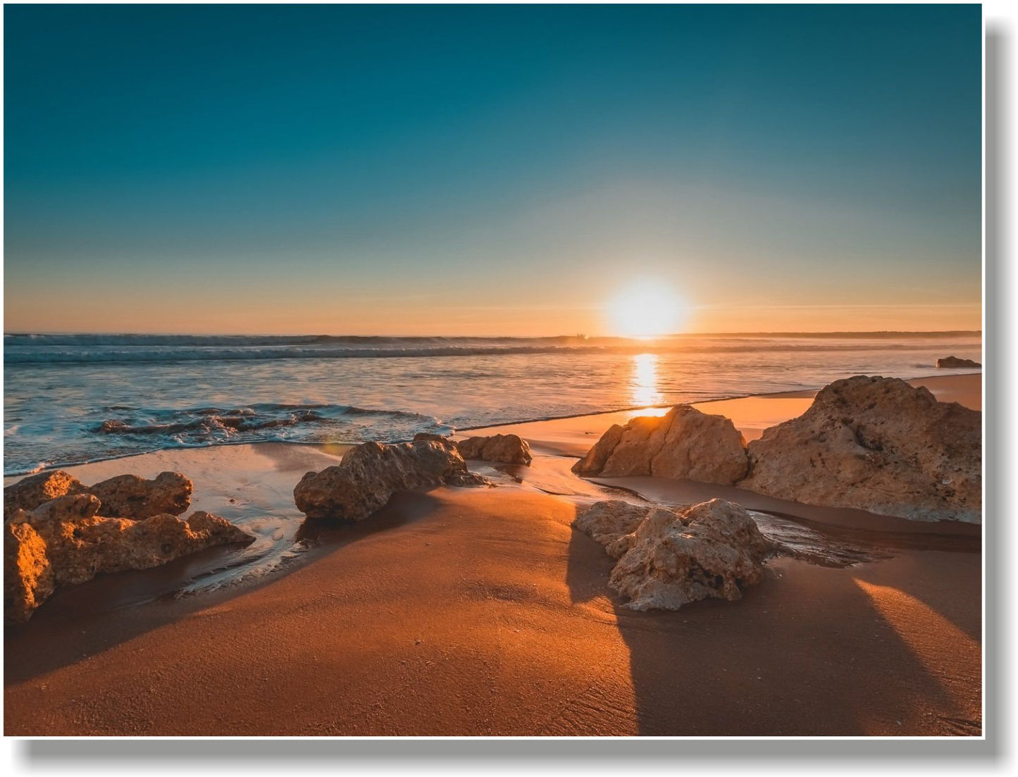 WANDBILDER MIT RAHMEN BILDER XXL MODERN WOHNZIMMER MEER FELSEN STRAND