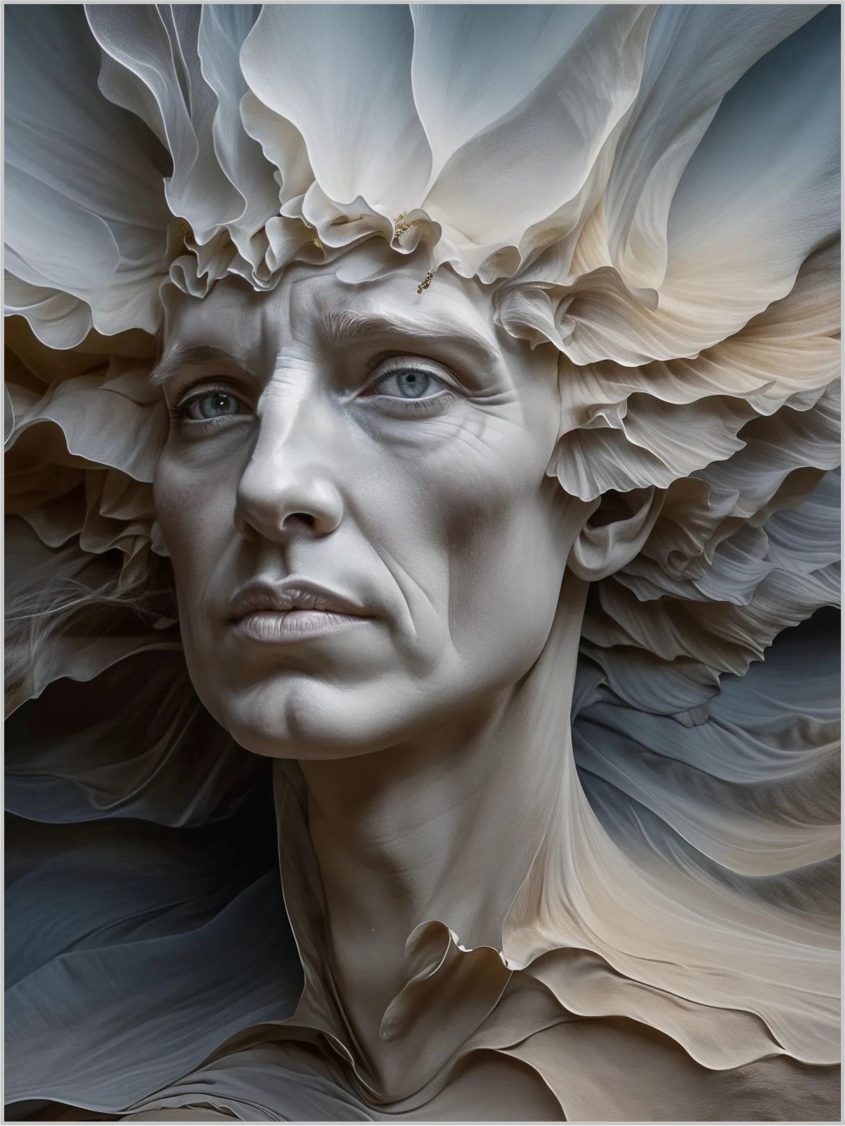 WANDBILDER MIT RAHMEN 150x200 ABSTRAKT BILDER XXL WOHNZIMMER GESICHT 3D OPTIK