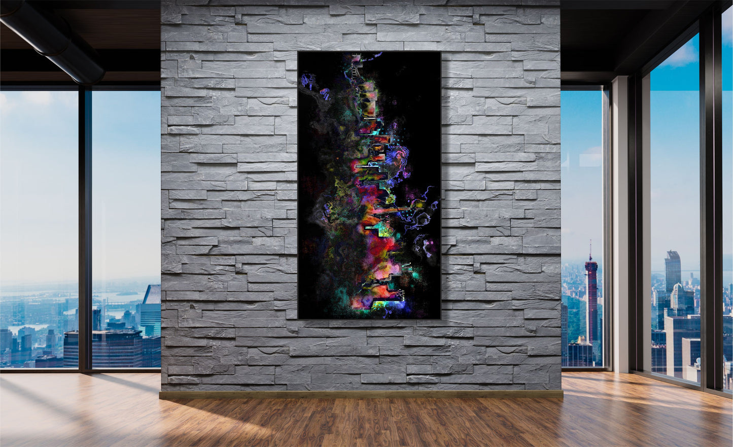 WANDBILDER XXL ALURAHMEN ABSTRAKTE BILDER WOHNZIMMER 80x150 BLACK MALEREI