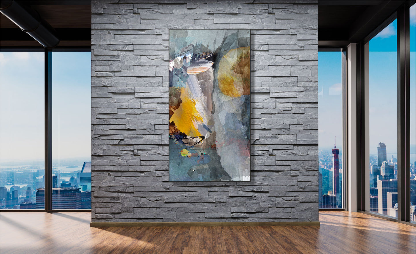 WANDBILDER XXL ALURAHMEN ABSTRAKTE BILDER WOHNZIMMER 80x150 GRAUE MALEREI