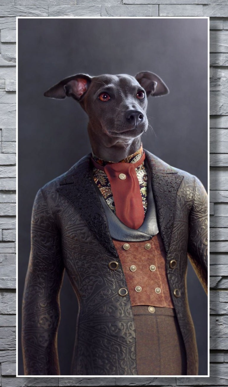 WANDBILDER ALURAHMEN ABSTRAKTE BILDER WOHNZIMMER 80x150 HUND MANN