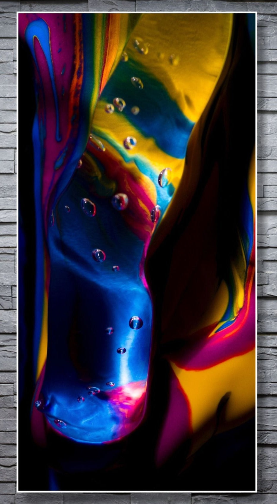 WANDBILDER ALURAHMEN XXL ABSTRAKTE BILDER 100x200 WOHNZIMMER LIQUID BUNT