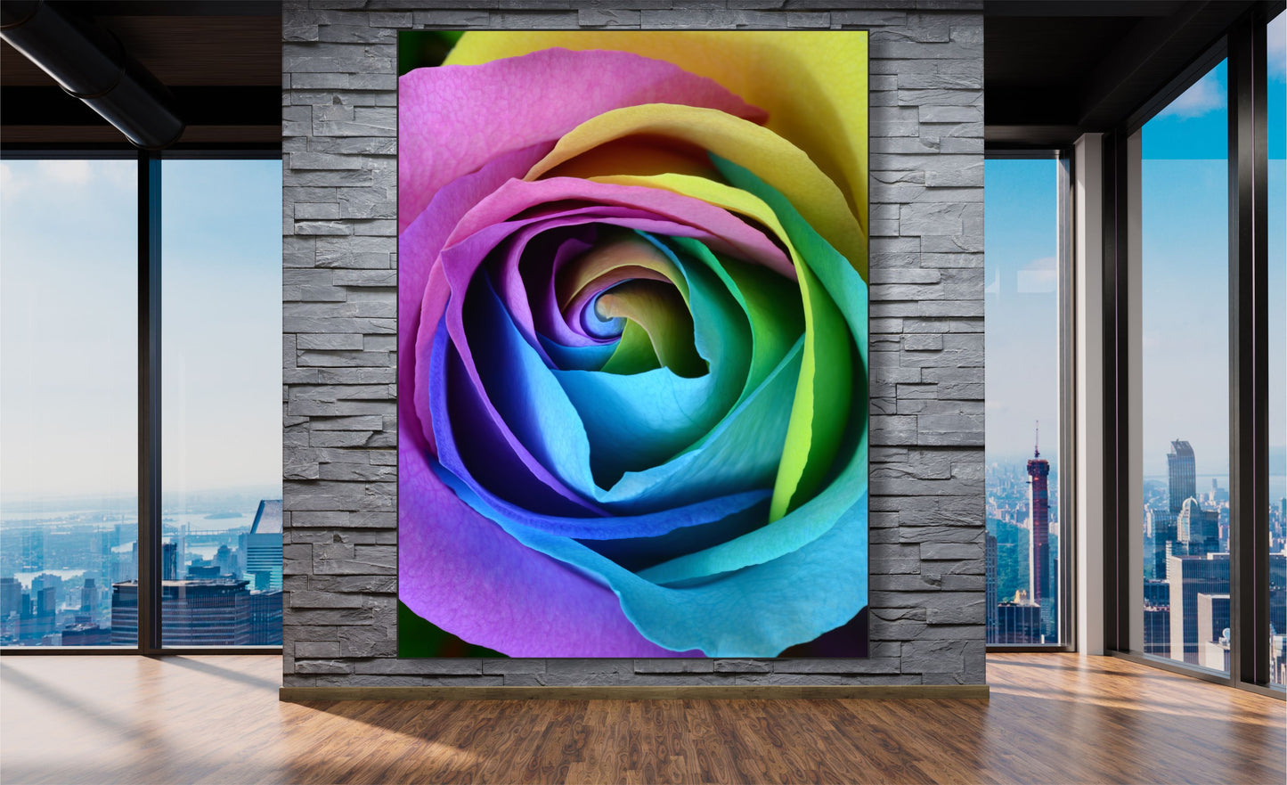 WANDBILD MIT RAHMEN 150x200 ABSTRAKT BILDER XXL WOHNZIMMER ROSE BUNT MODERN