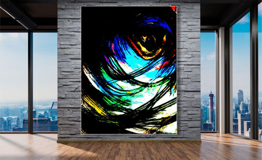 WANDBILD ALURAHMEN XXL 150x200 ABSTRAKTE BILDER WOHNZIMMER MALEREI AUGE BUNT