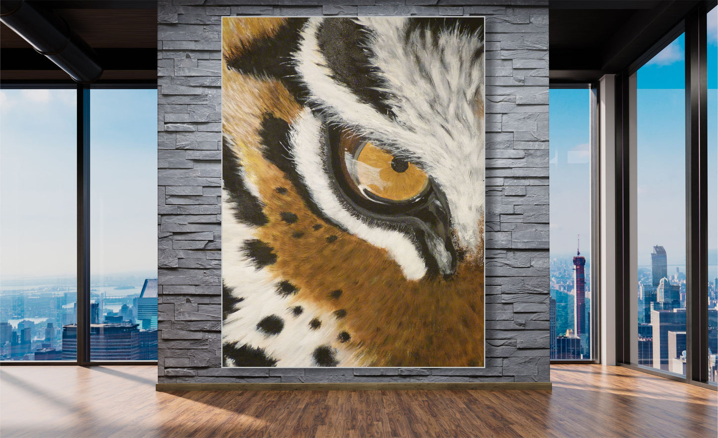 WANDBILDER MIT RAHMEN ABTRAKT BILDER XXL MODERN WOHNZIMMER MALEREI TIGER