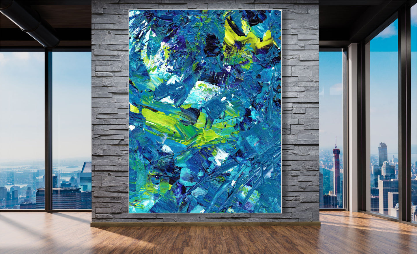 WANDBILDER MIT RAHMEN ABSTRAKT BILDER XXL MODERN WOHNZIMMER MALEREI BLAU