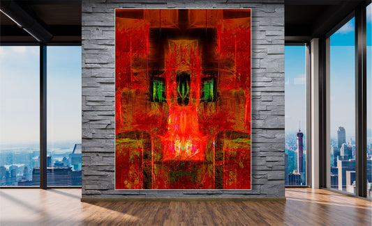 WANDBILD ALURAHMEN XXL 150x200 ABSTRAKTE BILDER MODERN WOHNZIMMER KUNST ROT