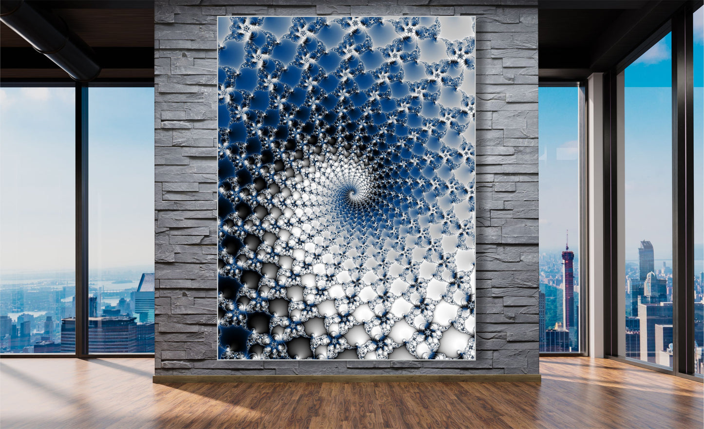 WANDBILD MIT RAHMEN 150x200 ABSTRAKT BILDER XXL WOHNZIMMER SPIRALE DIGITAL