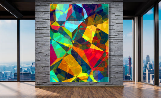 WANDBILD ALURAHMEN MODERN 150x200 ABSTRAKTE BILDER WOHNZIMMER  MOSAIK BUNT