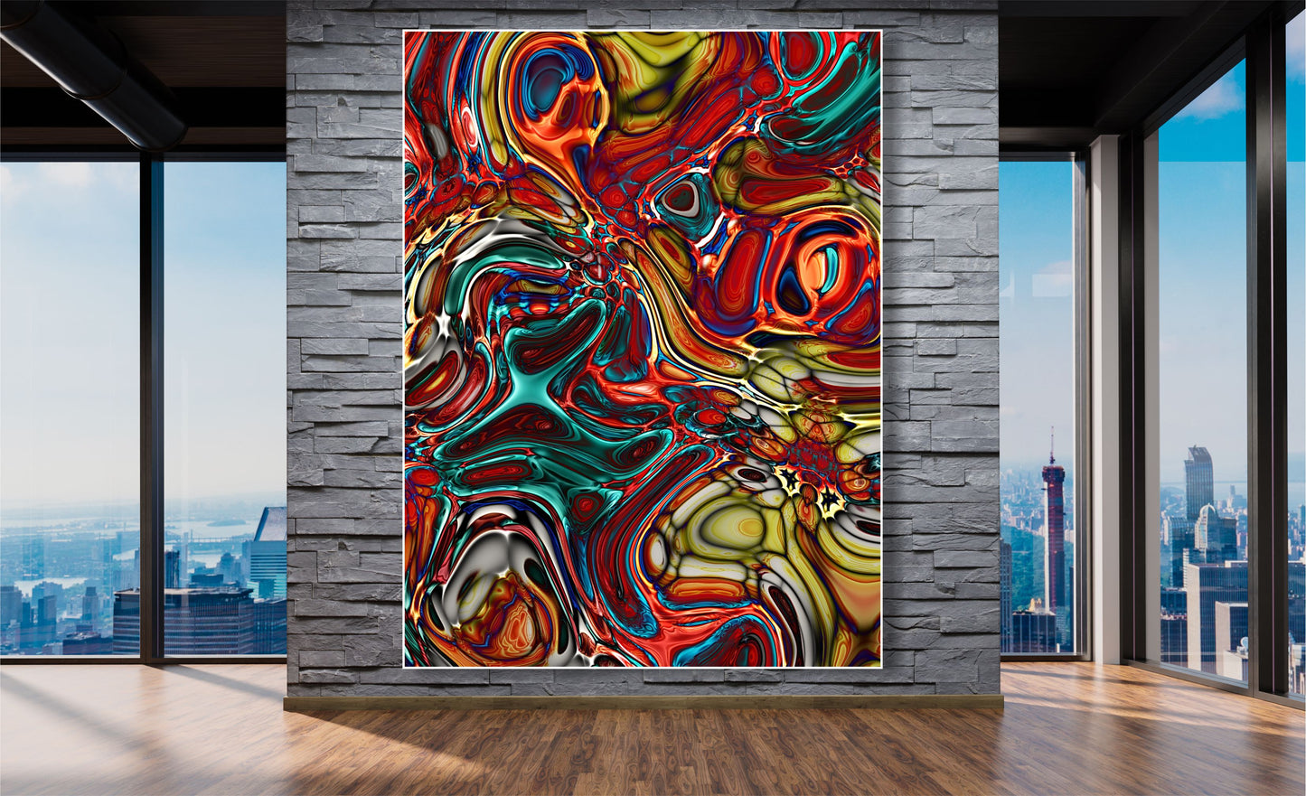 WANDBILDER MIT RAHMEN ABSTRAKT BILDER XXL MODERN WOHNZIMMER LIQUID BUNT