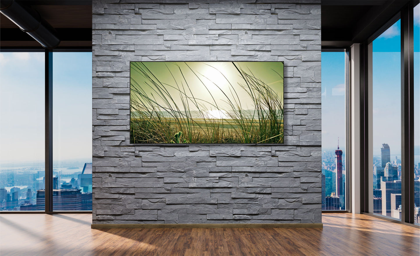 WANDBILDER XXL ALURAHMEN NATUR BILDER WOHNZIMMER 150x80 MEER GRÄSER