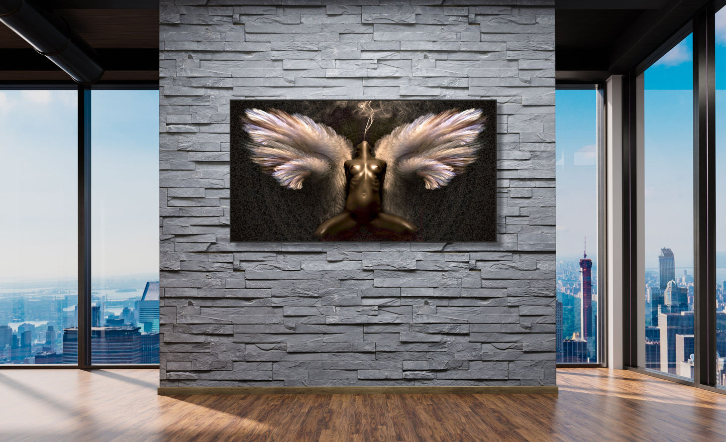 WANDBILDER ALURAHMEN ABSTRAKTE BILDER WOHNZIMMER 150x80 ENGEL FRAU EROTIK