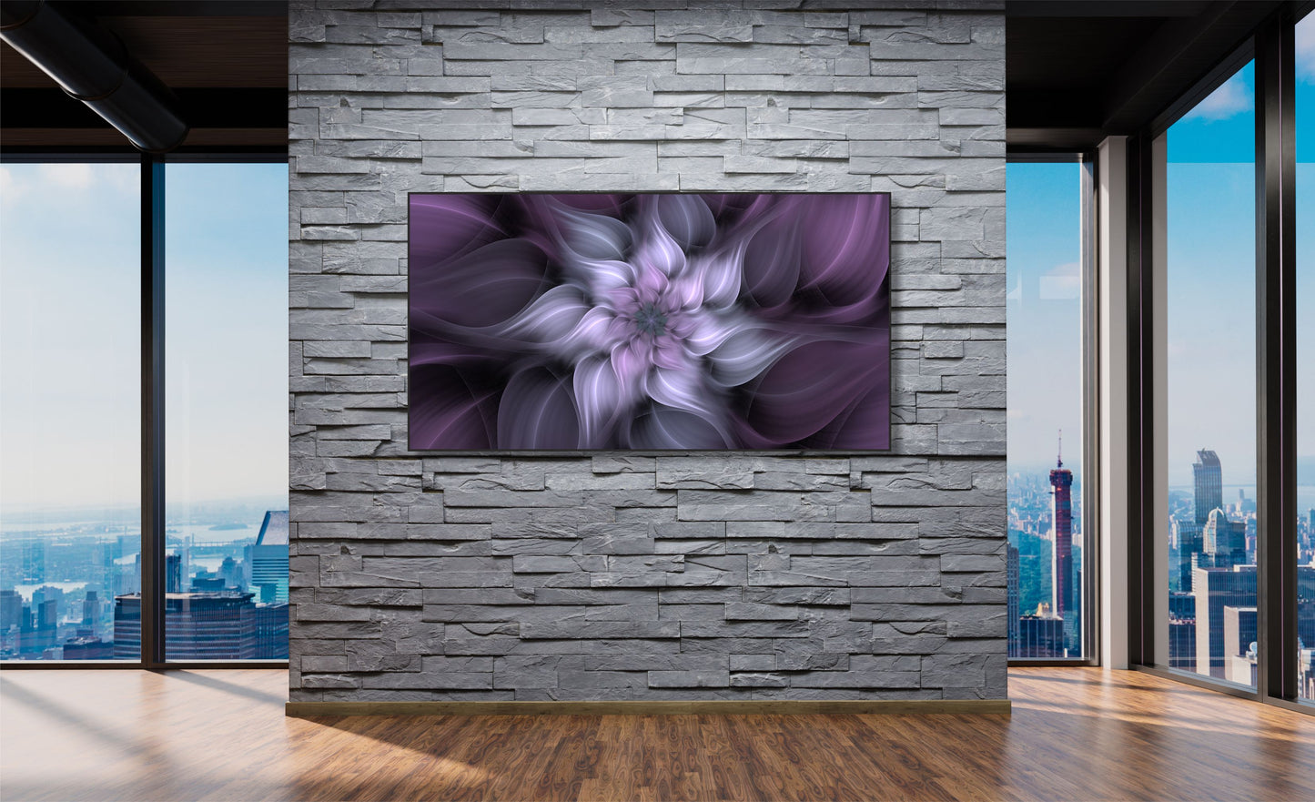 WANDBILDER ALURAHMEN ABSTRAKTE BILDER WOHNZIMMER 150x80 LILA BLÜTE