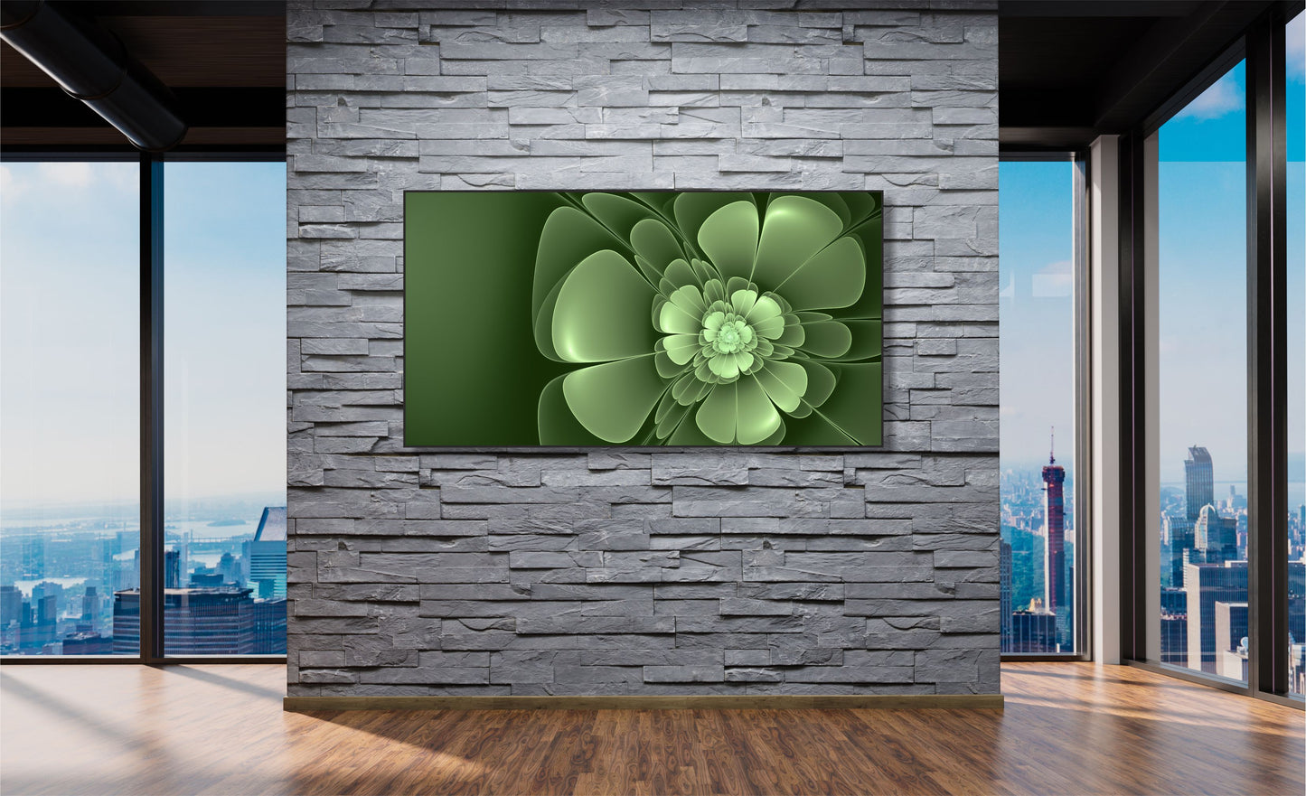 WANDBILDER ALURAHMEN XXL ABSTRAKTE BILDER WOHNZIMMER 150x80 BLÜTE GRÜN