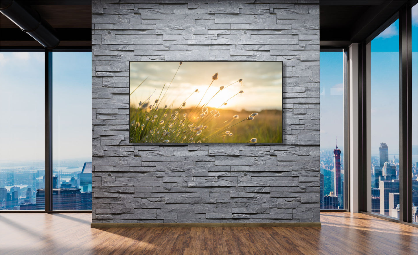 WANDBILDER ALURAHMEN XXL NATUR BILDER WOHNZIMMER 150x80 GRÄSER WIESE