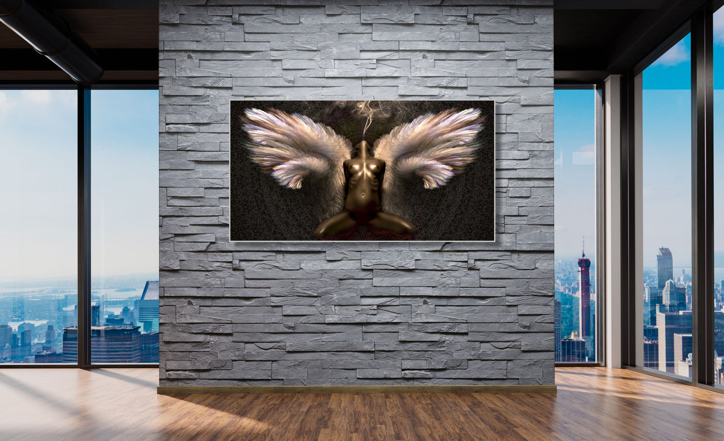 WANDBILDER ALURAHMEN ABSTRAKTE BILDER WOHNZIMMER 150x80 ENGEL FRAU EROTIK