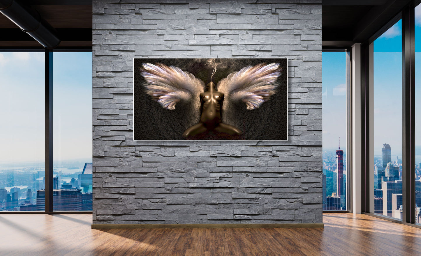 WANDBILDER ALURAHMEN ABSTRAKTE BILDER WOHNZIMMER 150x80 ENGEL FRAU EROTIK