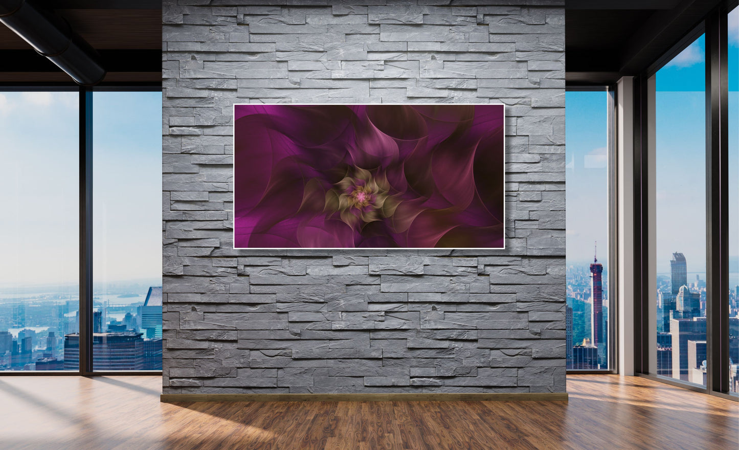 WANDBILDER ALURAHMEN XXL ABSTRAKTE BILDER WOHNZIMMER 150x80 VIOLETT DIGITAL