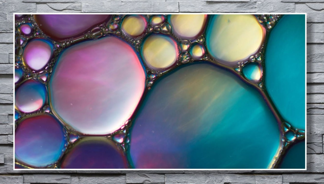 WANDBILDER ALURAHMEN ABSTRAKTE BILDER WOHNZIMMER 150x80 BUBBLES LIQUID