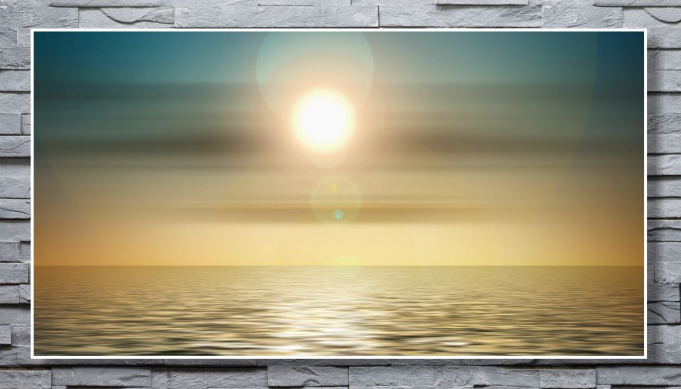 WANDBILDER ALURAHMEN NATUR BILDER WOHNZIMMER 150x80 MEER SONNE