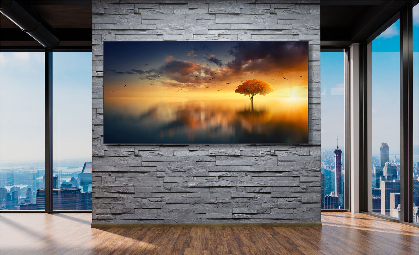 WANDBILDER ALURAHMEN XXL NATUR BILDER 200x100 WOHNZIMMER ABENDSONNE