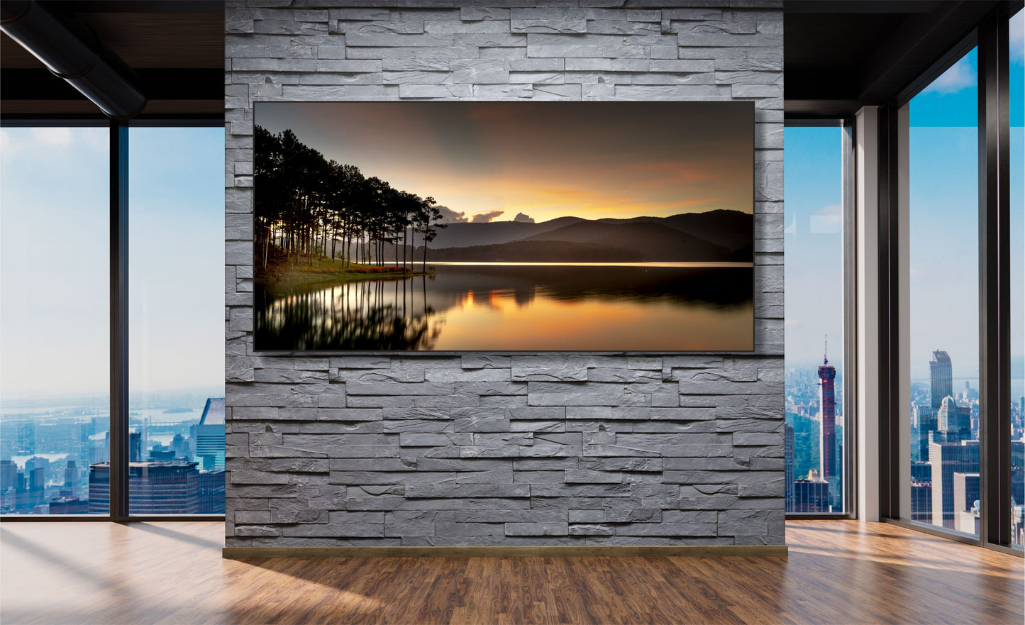 WANDBILDER ALURAHMEN XXL NATUR BILDER 200x100 WOHNZIMMER ABEND LANSCHAFT