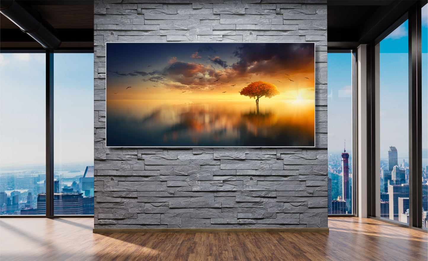 WANDBILDER ALURAHMEN XXL NATUR BILDER 200x100 WOHNZIMMER ABENDSONNE