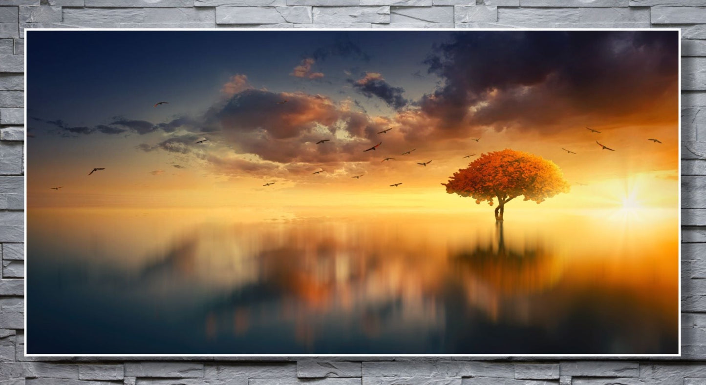 WANDBILDER ALURAHMEN XXL NATUR BILDER 200x100 WOHNZIMMER ABENDSONNE