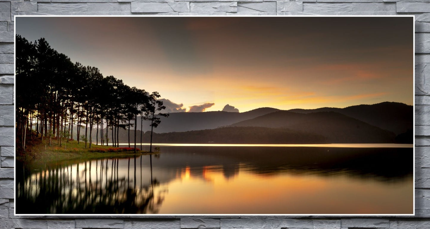 WANDBILDER ALURAHMEN XXL NATUR BILDER 200x100 WOHNZIMMER ABEND LANSCHAFT