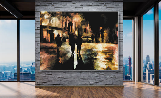 WANDBILD ALURAHMEN XXL 200x150 ABTRAKTE BILDER WOHNZIMMER MALEREI STADT