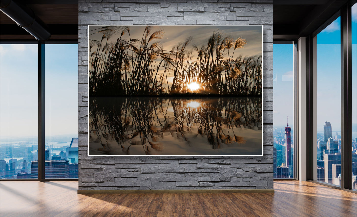 WANDBILDER MIT RAHMEN NATUR BILDER XXL MODERN WOHNZIMMER GRÄSER SEE