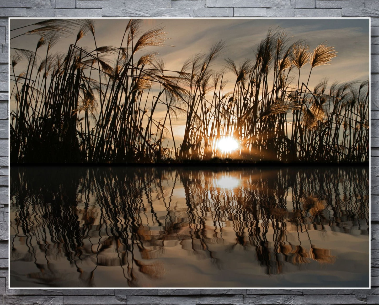 WANDBILDER MIT RAHMEN NATUR BILDER XXL MODERN WOHNZIMMER GRÄSER SEE