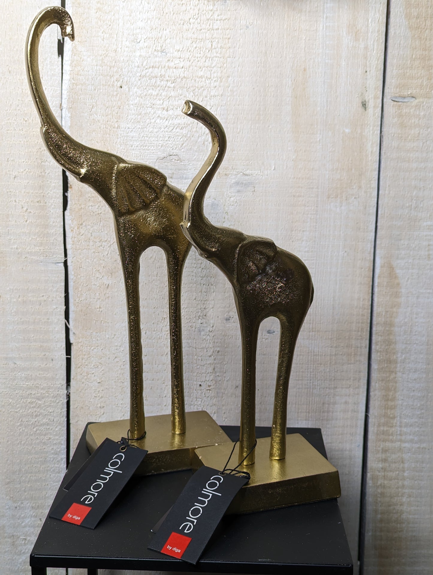 COLMORE Skulptur Deko Elefant Set H 42cm H 34 cm Alu RAW New Bronze Modern Tiere