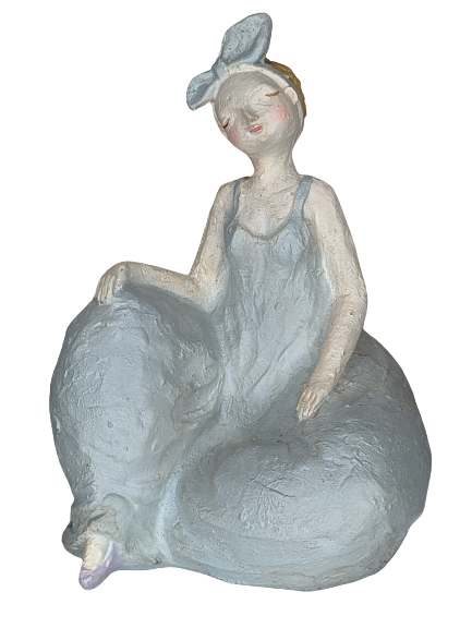 EXNER SKULPTUR DEKO FIGUR FRAU CRIVA SITZEND HÖHE 21 cm MODERN WOHNDEKO