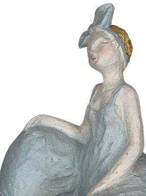 EXNER SKULPTUR DEKO FIGUR FRAU CRIVA SITZEND HÖHE 21 cm MODERN WOHNDEKO