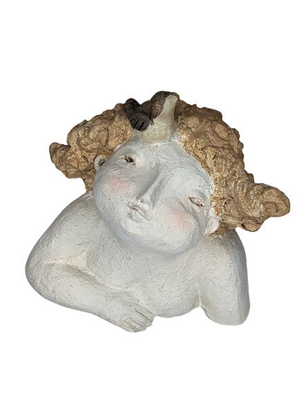 EXNER DEKO FIGUR BÜSTE LADY CRIVA MIT VOGEL HÖHE 16 cm MODERN ABSTRAKT