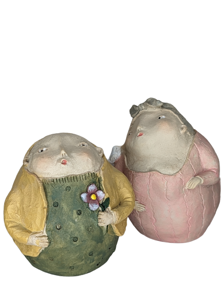 EXNER DEKO FIGUREN SKULPTUREN PAAR CRIVA STEHEND WITZIG HÖHE 15 cm MODERN