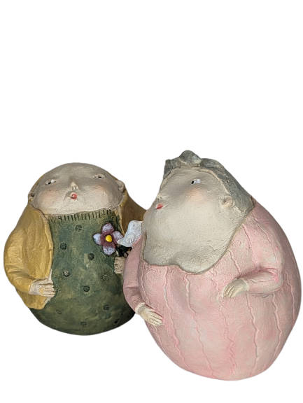 EXNER DEKO FIGUREN SKULPTUREN PAAR CRIVA STEHEND WITZIG HÖHE 15 cm MODERN